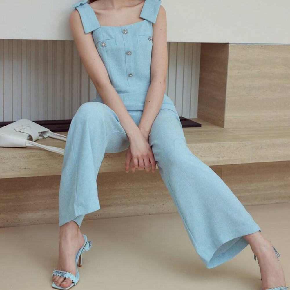 Stylish Light Blue Jumpsuit L